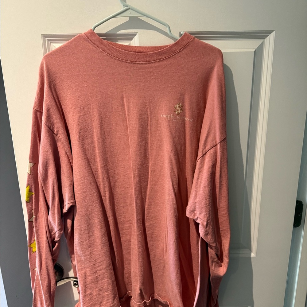 Simply Southern Coral Cotton Top Raised on country music, trucks and Jesus